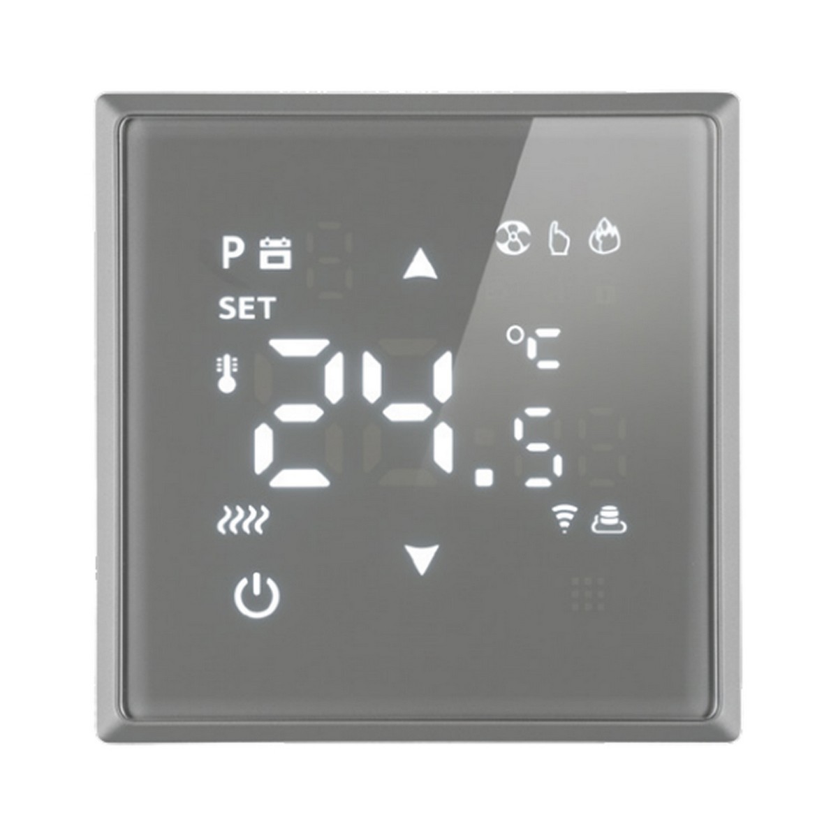 Эмили - Розетки и выключатели Stekker Терморегулятор Wi-Fi STEKKER Эмили RSW00-5119-10 платиново-серый soft touch 50378