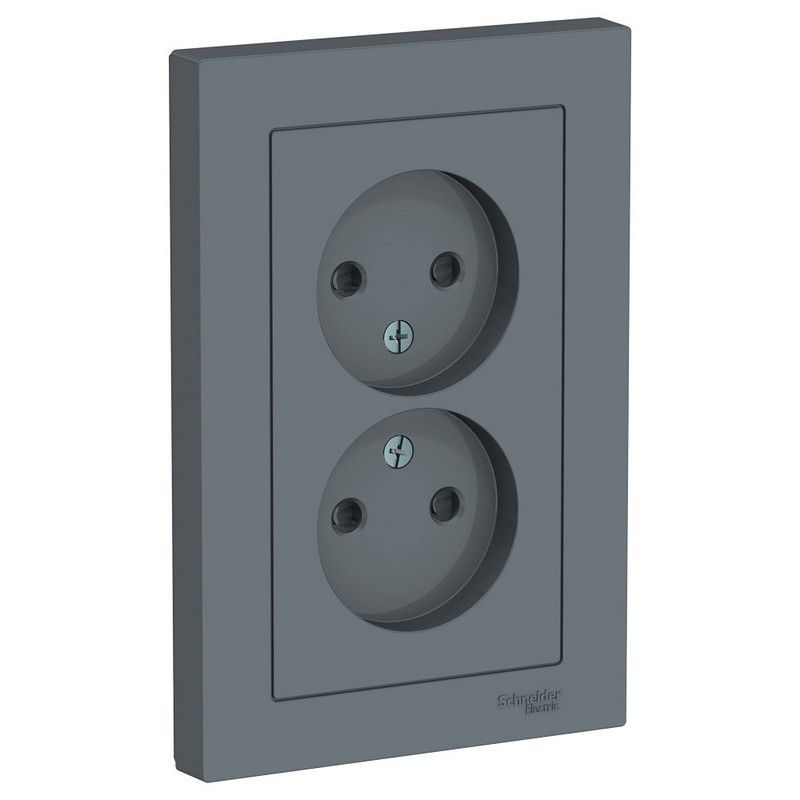 AtlasDesign Грифель Розетка Systeme Electric AtlasDesign Грифель б/з двойная, со шторками,16А, в сборе ATN000722