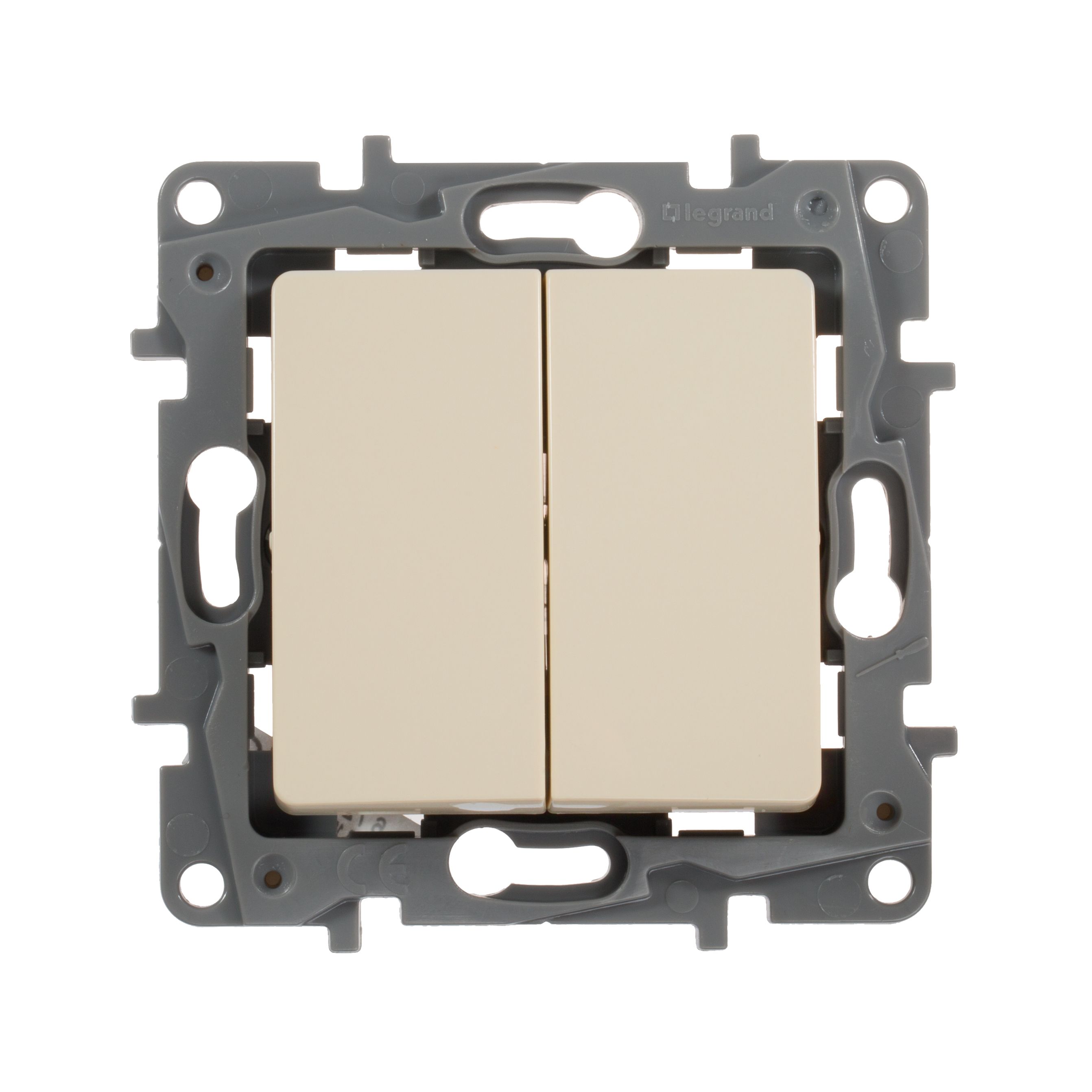 Legrand Etika Слоновая кость Выключатель Legrand Etika слоновая кость 2-х клавишный, 10А, винт. клем. 672302