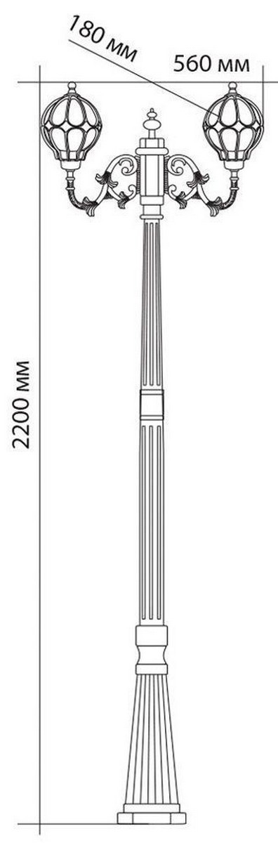 Уличные светильники столб Уличный светильник Feron PL3708 столб круглый 2*60W 230V E27, черное золото11384 