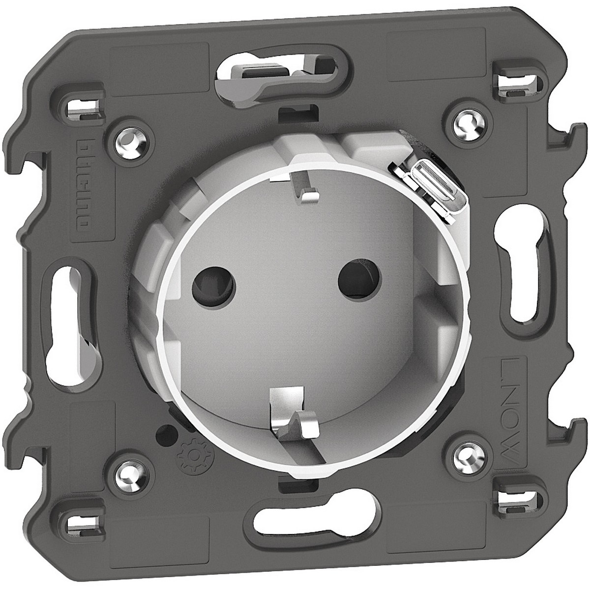 Bticino Living Now лицевые панели Белые Розетка BT Living now Белый комби немецкого стандарта 2R+З со встр заряд устройством USB C ~250В 16А/=5В 15А 2 мод KW4141USB