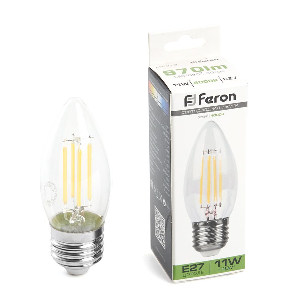 E27 Лампа светодиодная Feron LB-713 Свеча E27 11W 4000K 38273 