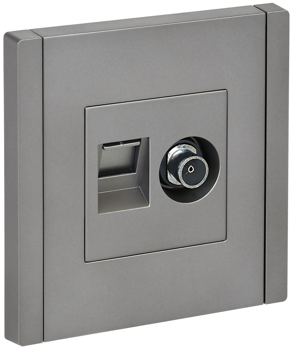 IEK FORTE&PIANO Сталь Розетка IEK FORTE&PIANO Сталь двойная TV+RJ45 кат.6 FP537