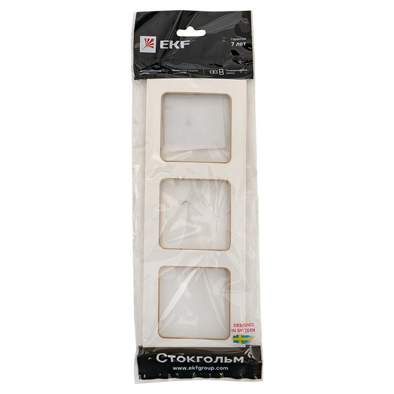 EKF Стокгольм белый Рамка 3-ая EKF PROxima Стокгольм Белый Линия шампань  EAM-G-302-20