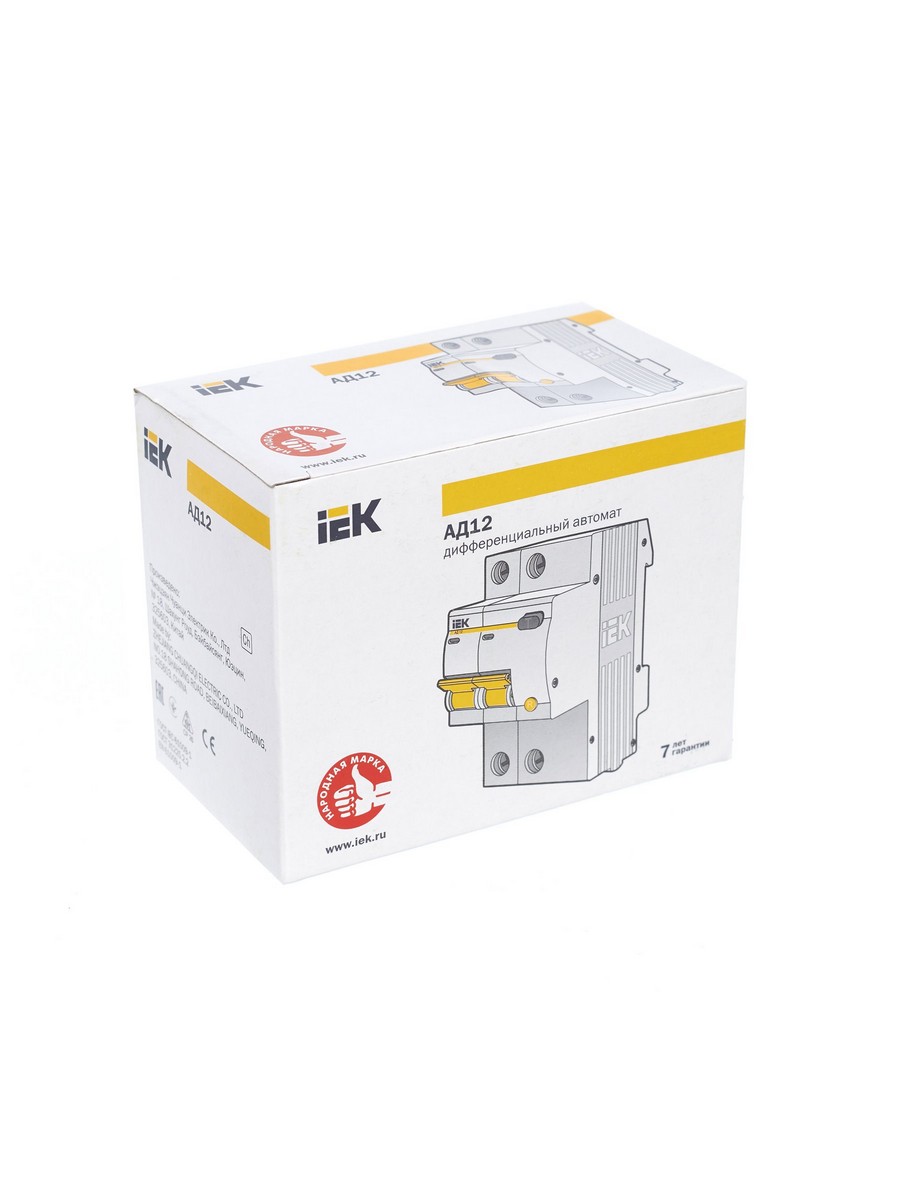 IEK Дифференциальный автоматический выключатель IEK KARAT АД12 2Р 25A 30мА MAD10-2-025-C-030 