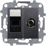 Механизмы ABB Zenit Антрацит Розетка комбинированная компьютерная 6UTP + TV ABB ZENIT (антрацит)