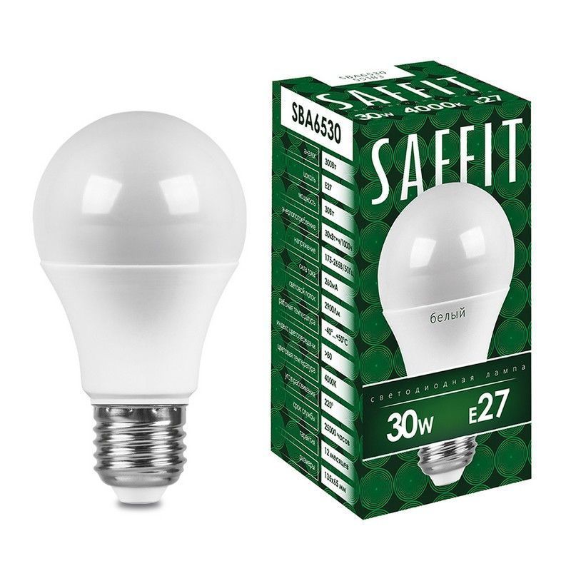 E27 Лампа светодиодная SAFFIT SBA6530 Шар E27 30W 6400K 55184 
