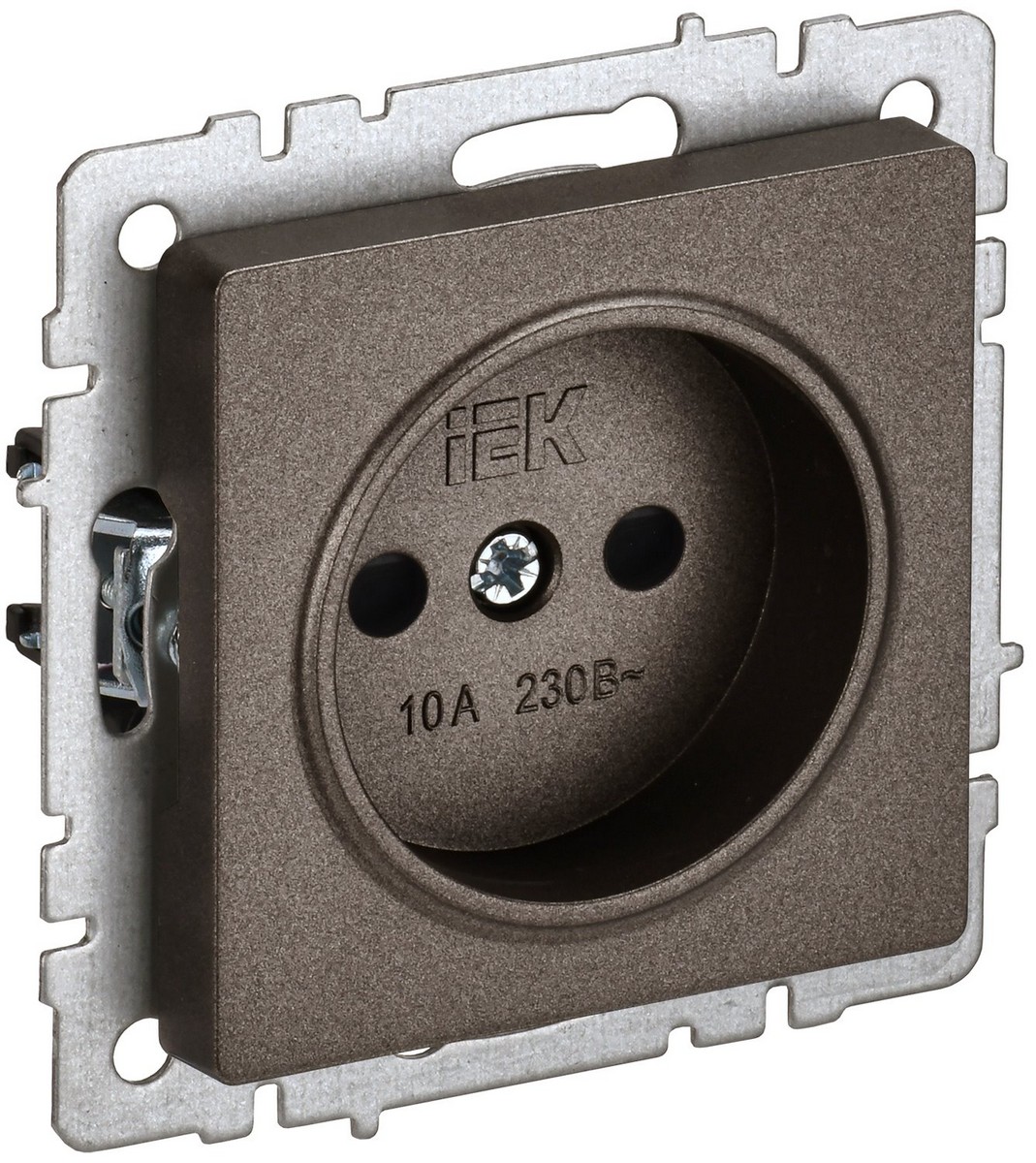IEK Brite Бронза Розетка IEK BRITE BASE Темн.бронза без з/к с з/ш 10А РСш10-2-БрТБ BR-R13-10-K45
