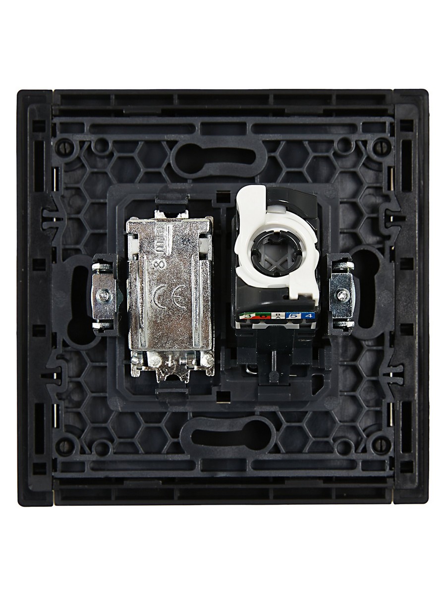 IEK FORTE&PIANO Черный Розетка IEK FORTE&PIANO Черный двойная TV+RJ45 кат.5E FP136