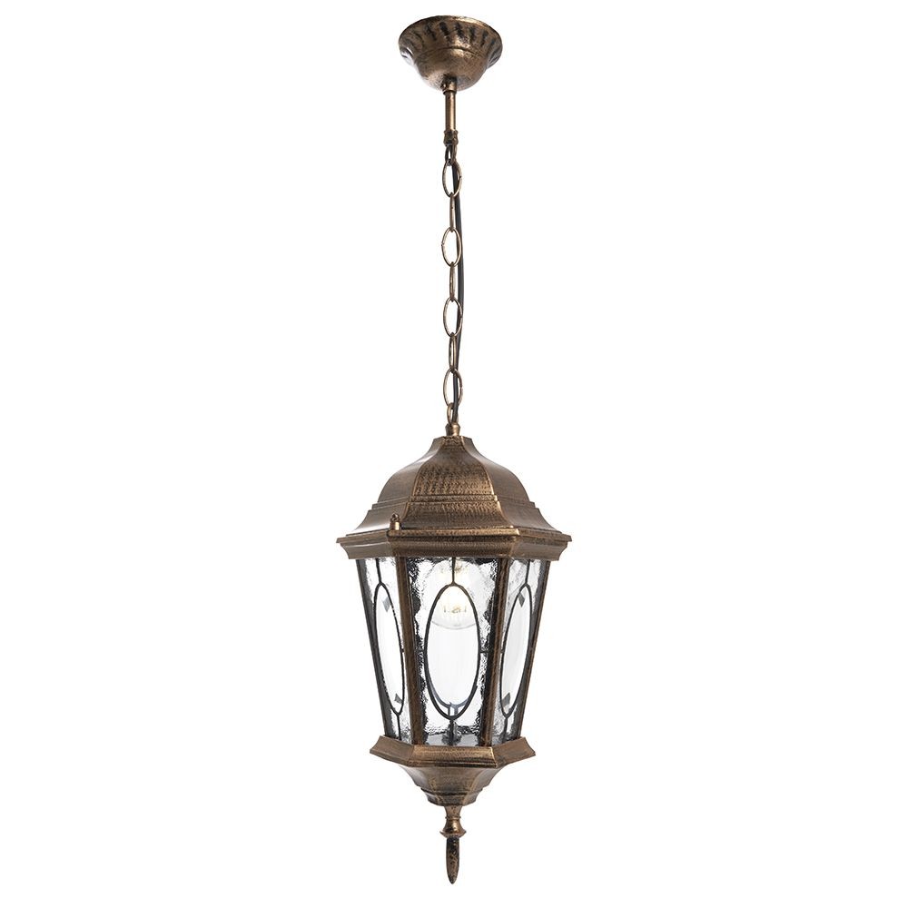 Уличные светильники на цепочке Уличный светильник Feron PL164 шестигранный на цепочке 60W E27 230V, черное золото 11331