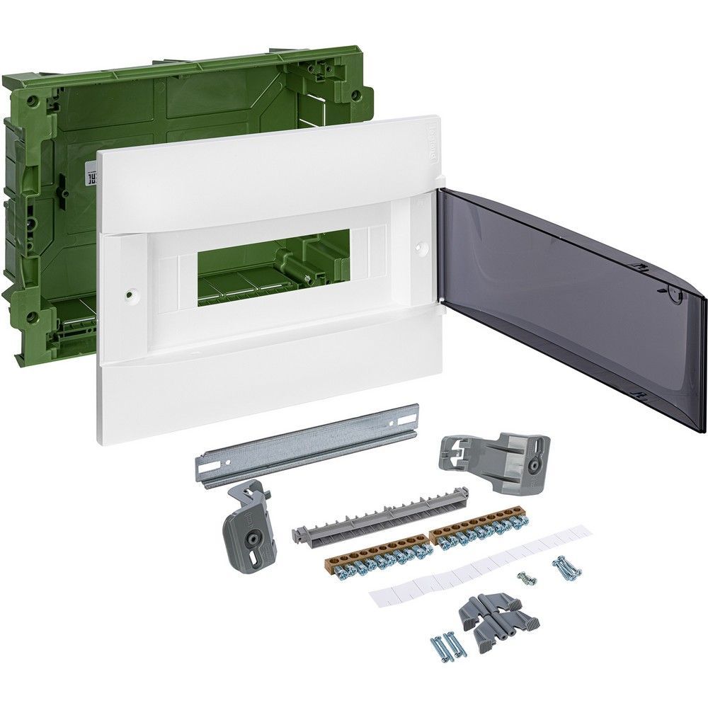 Пластиковые боксы и щиты Legrand Пластиковый щиток Legrand Practibox S Встраиваемый 12 мод (в полые стены) 1X12 Дымчатая дверь 135571