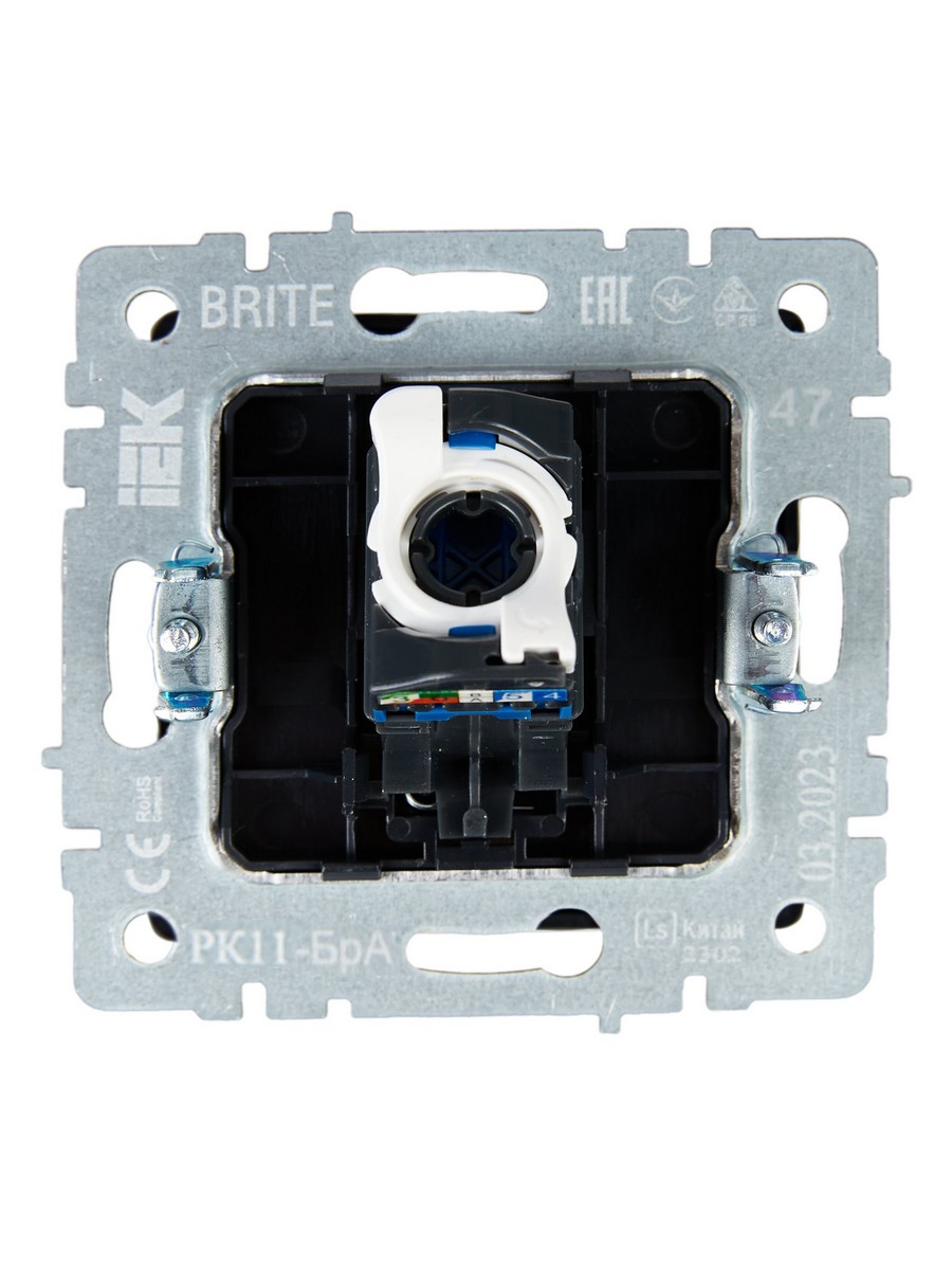 IEK Brite Алюминий Розетка компьютерная IEK BRITE BASE Алюминий RJ45 кат.6 РК11-БрА BR-K10-2-K47