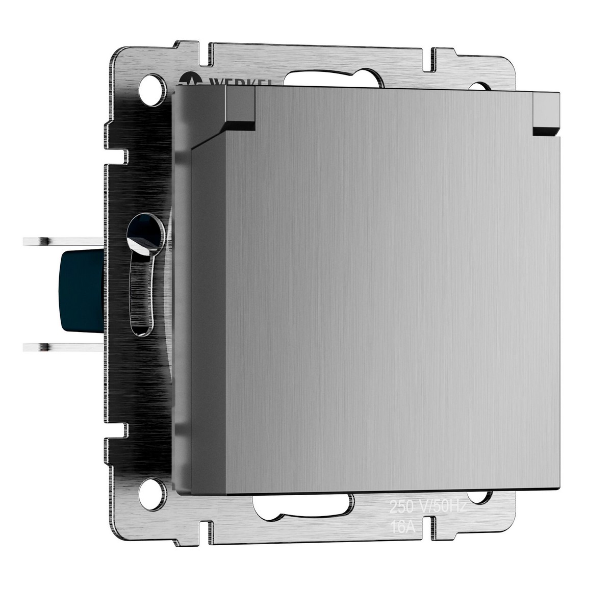 Werkel Серебряный рифленный механизмы Розетка Werkel влагозащ. с зазем. с защит. крышкой и шторками N (cеребряный рифленый) W1171209