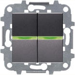 Механизмы ABB Zenit Антрацит Выключатель двухклавишный с индикацией 16А ABB ZENIT (антрацит)