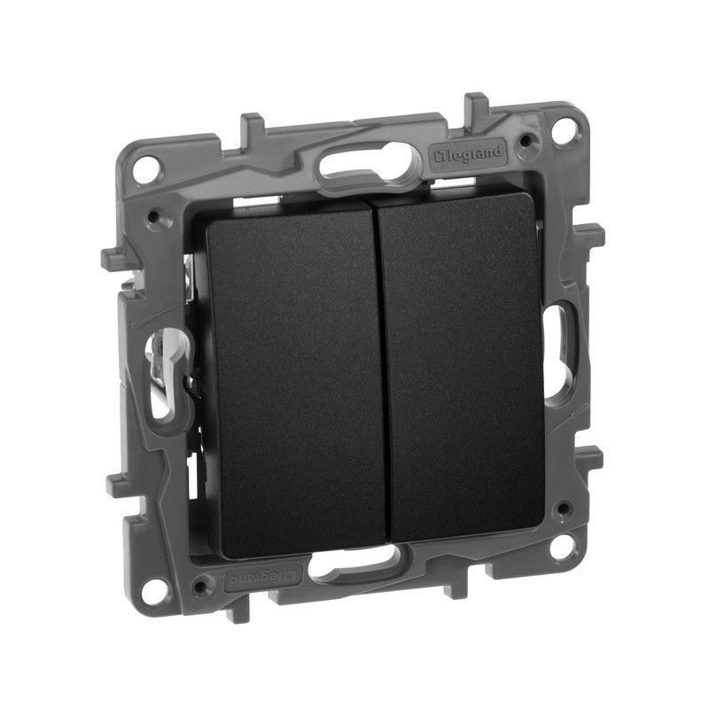 Legrand Etika Антрацит Переключатель Legrand Etika антрацит 2-клавишный, 10А, авт. клем 672612