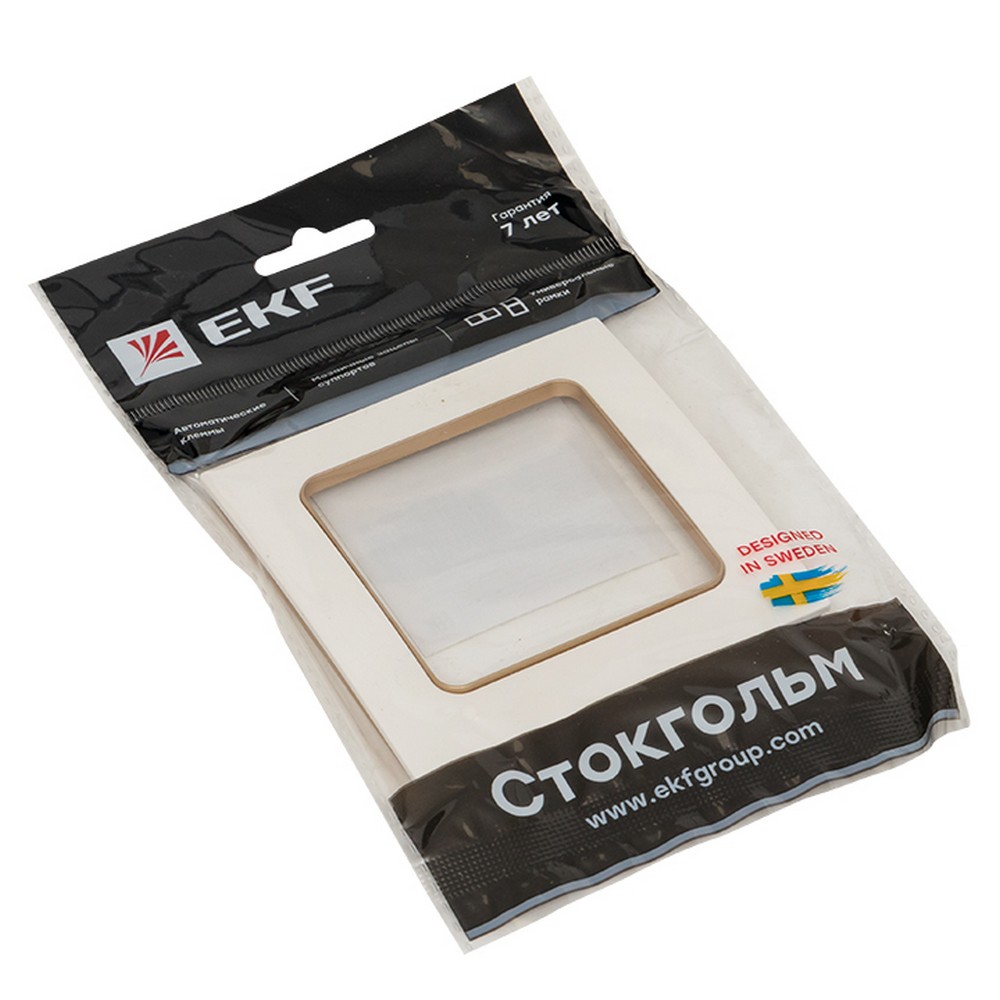 EKF Стокгольм белый Рамка 1-ая EKF PROxima Стокгольм Белый Линяя шампань  EYM-G-302-10