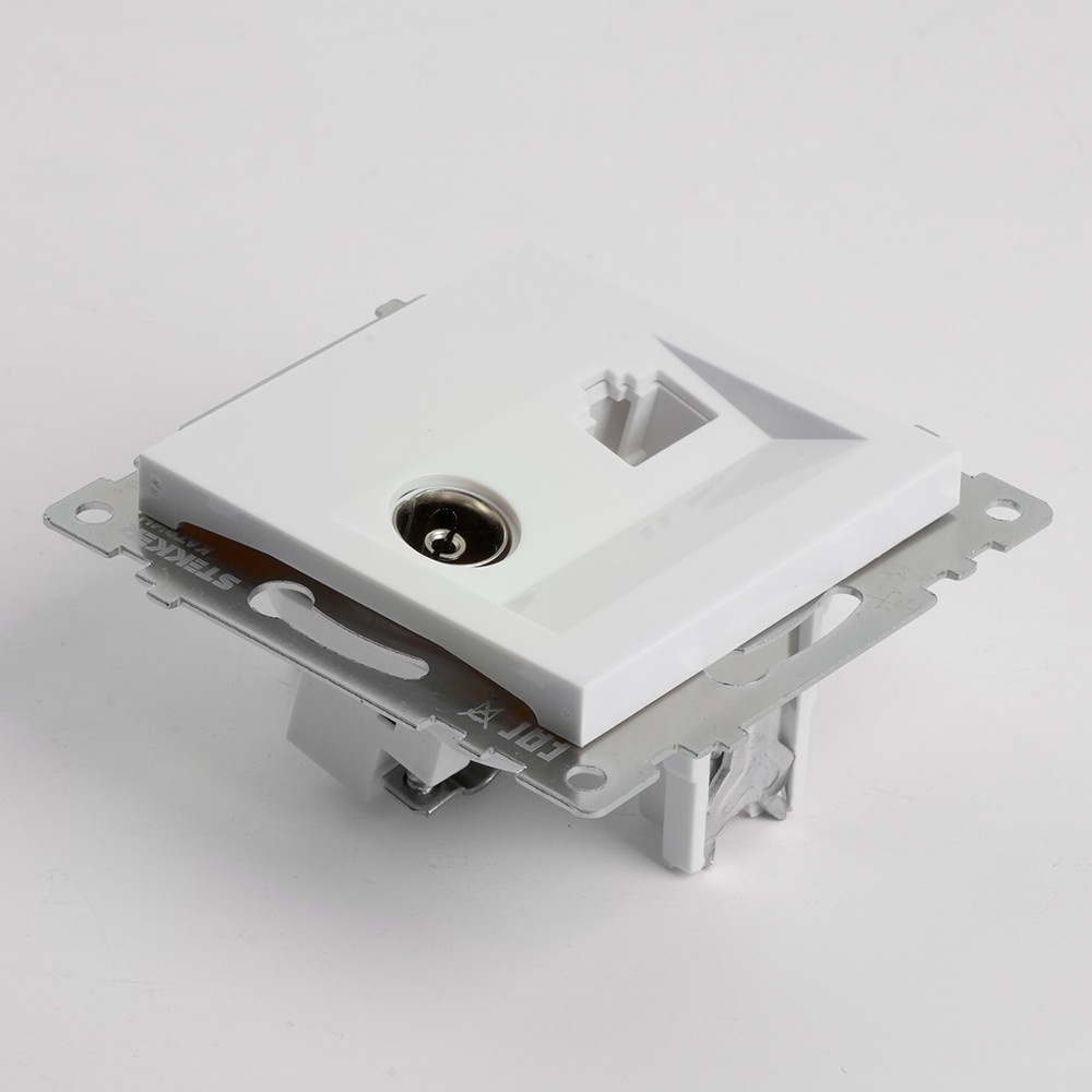 Катрин - Розетки и выключатели Stekker Розетка TV + компьютерная RJ-45 STEKKER GLS00-7106-01 Катрин белый 49181