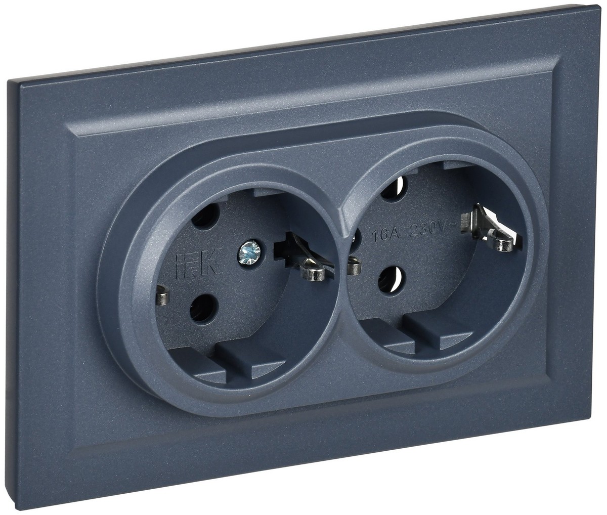 IEK Brite Маренго Розетка IEK BRITE 2-ая с/з без шторок 16А в сборе РС12-3-БрМ маренго BR-R21-16-K35-F