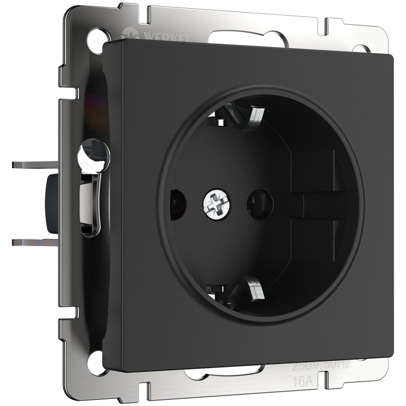 Werkel Черный матовый механизмы Розетка с заземлением Werkel черный матовый W1171008