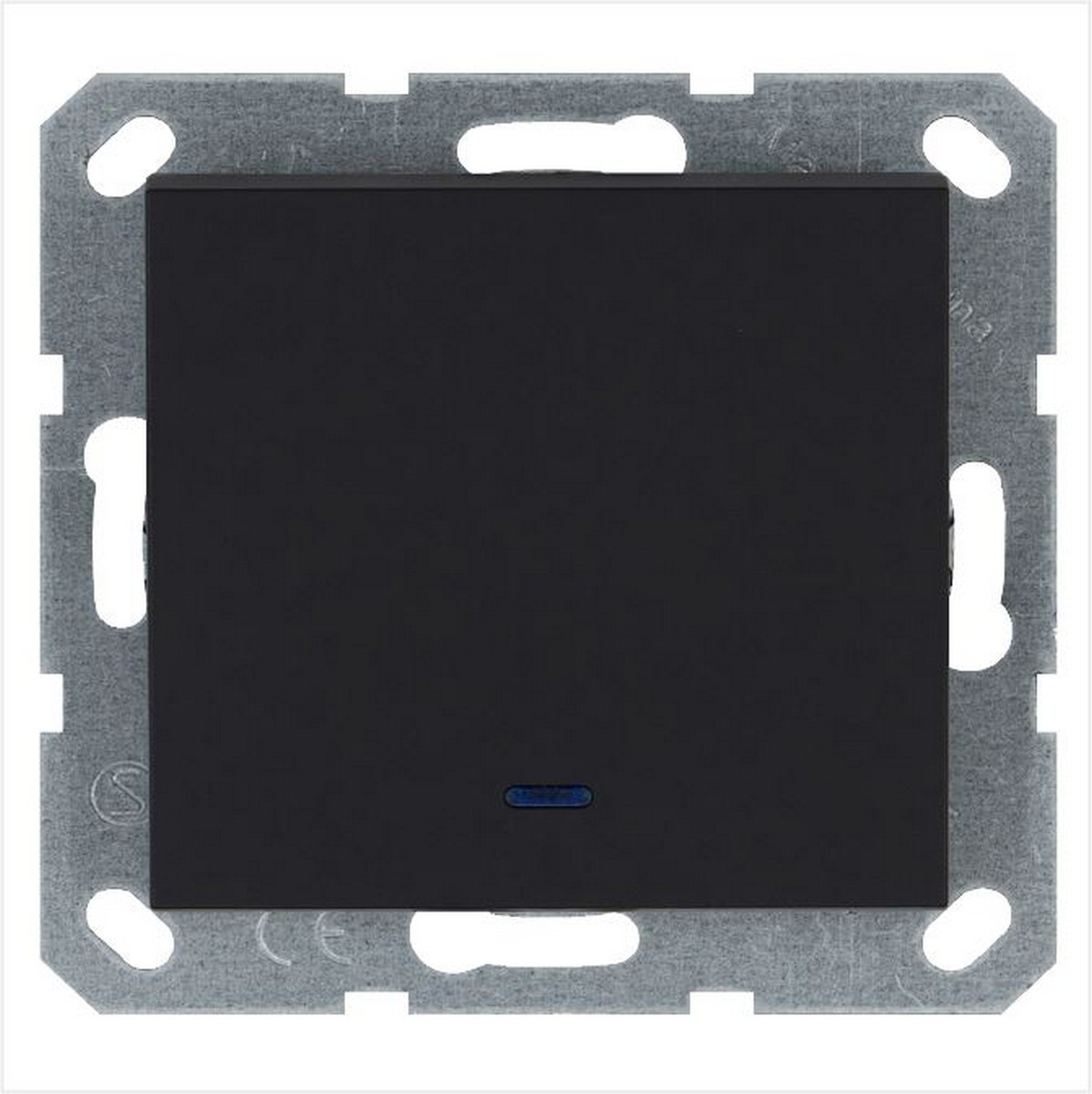 JASMART G - розетки и выключатели Выключатель одноклавишный JASMART проходной со светодиодом Черный матовый (soft touch) G3012NPB