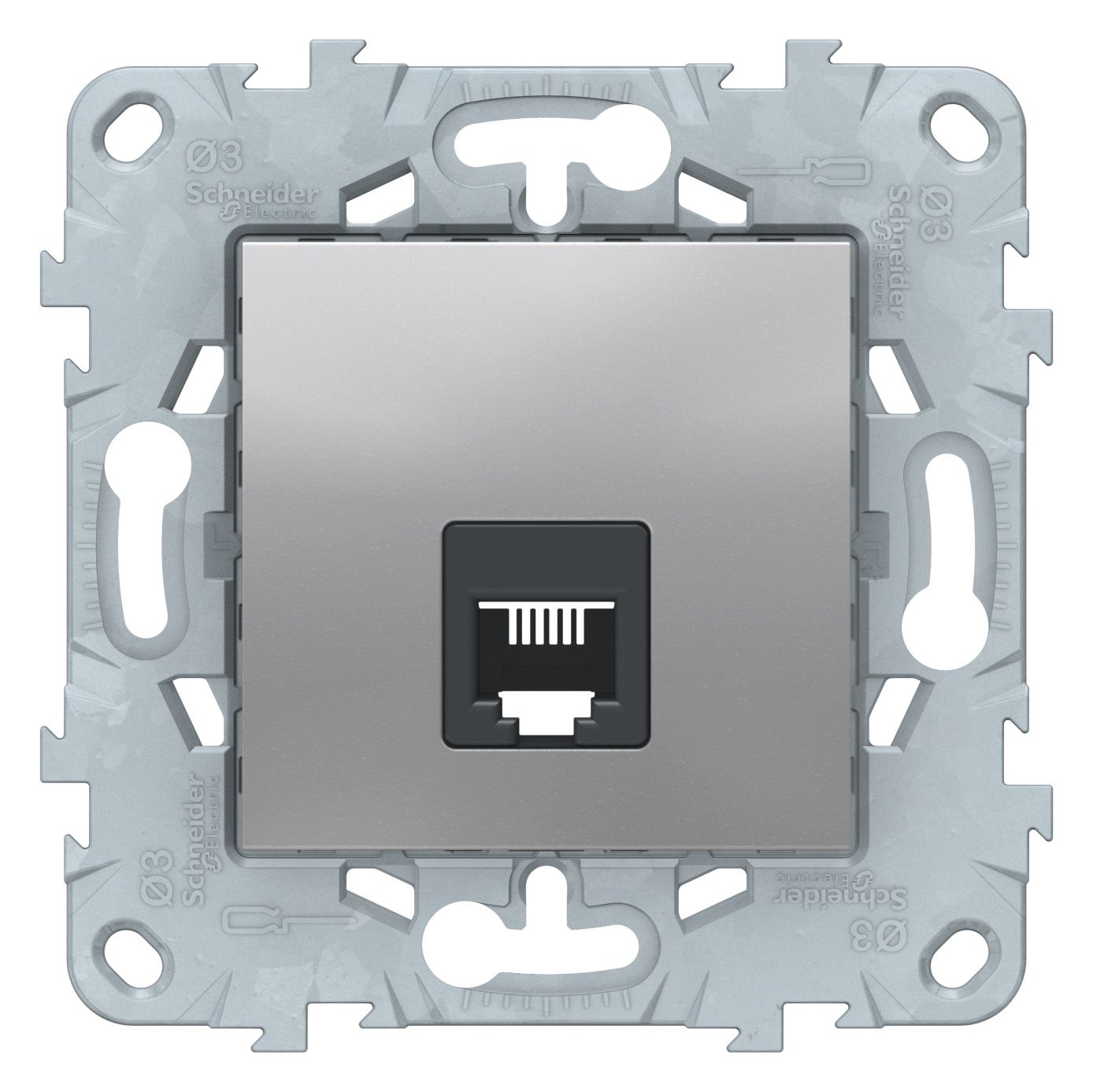 Розетки и выключатели Unica NEW алюминий Розетка телефонная Unica New Алюминий RJ11 одиночная 4 контакта NU549230
