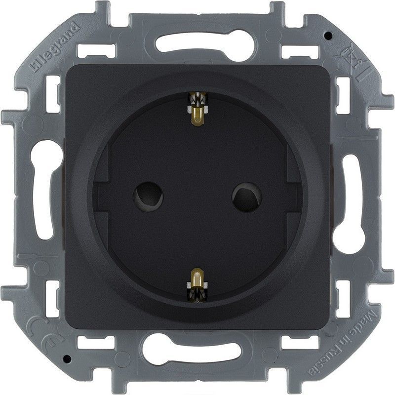 Legrand Inspiria Антрацит Розетка Legrand INSPIRIA Антрацит с заземлением со шторками 16 А 250 В 673733