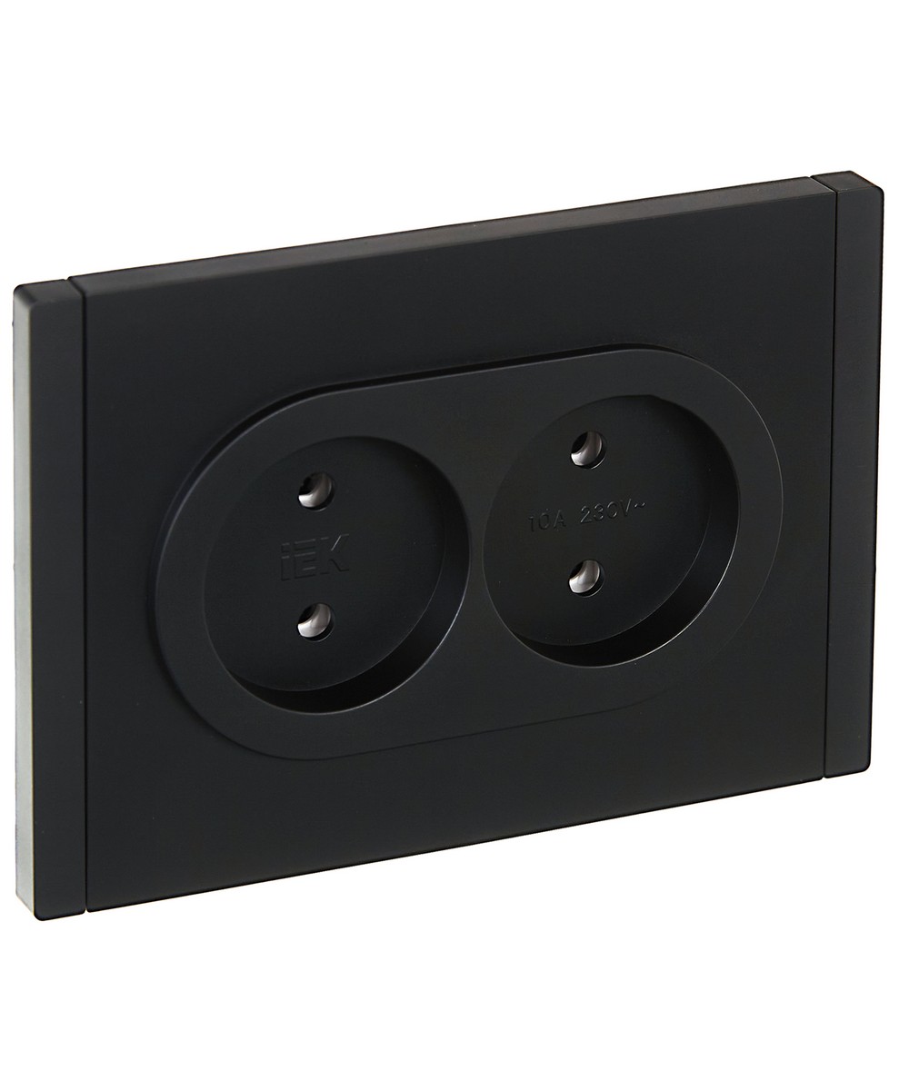 IEK FORTE&PIANO Черный Розетка IEK FORTE&PIANO Черный 2-я б/з безвинтовое крепление 10А FP126
