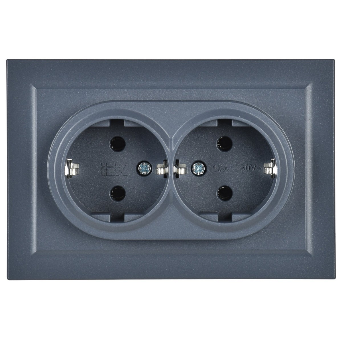 IEK Brite Маренго Розетка IEK BRITE 2-ая с/з без шторок 16А в сборе РС12-3-БрМ маренго BR-R21-16-K35-F