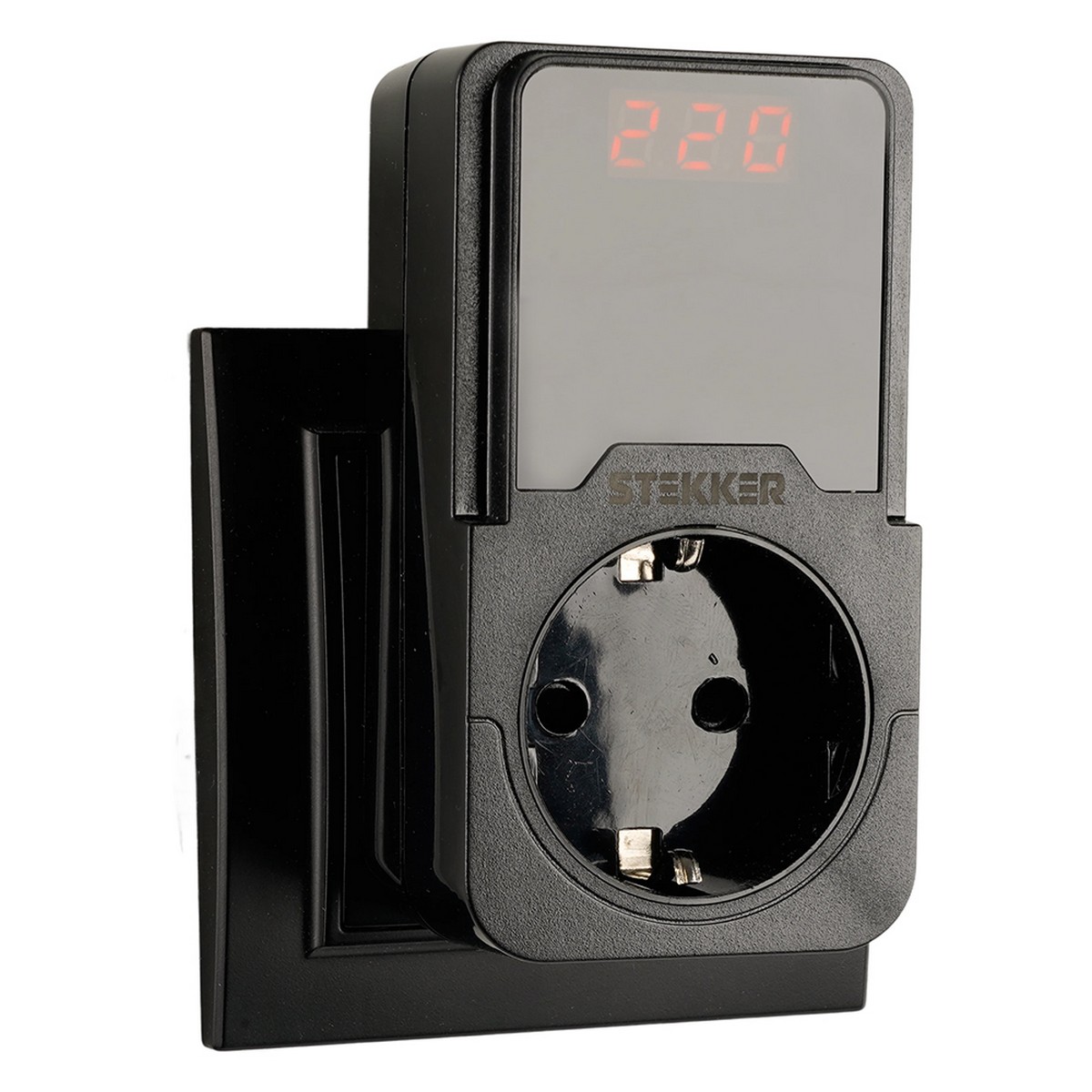 Реле напряжения и контроля фаз Реле напряжения для розетки регулируемое STEKKER VPR-200B черный 50690 
