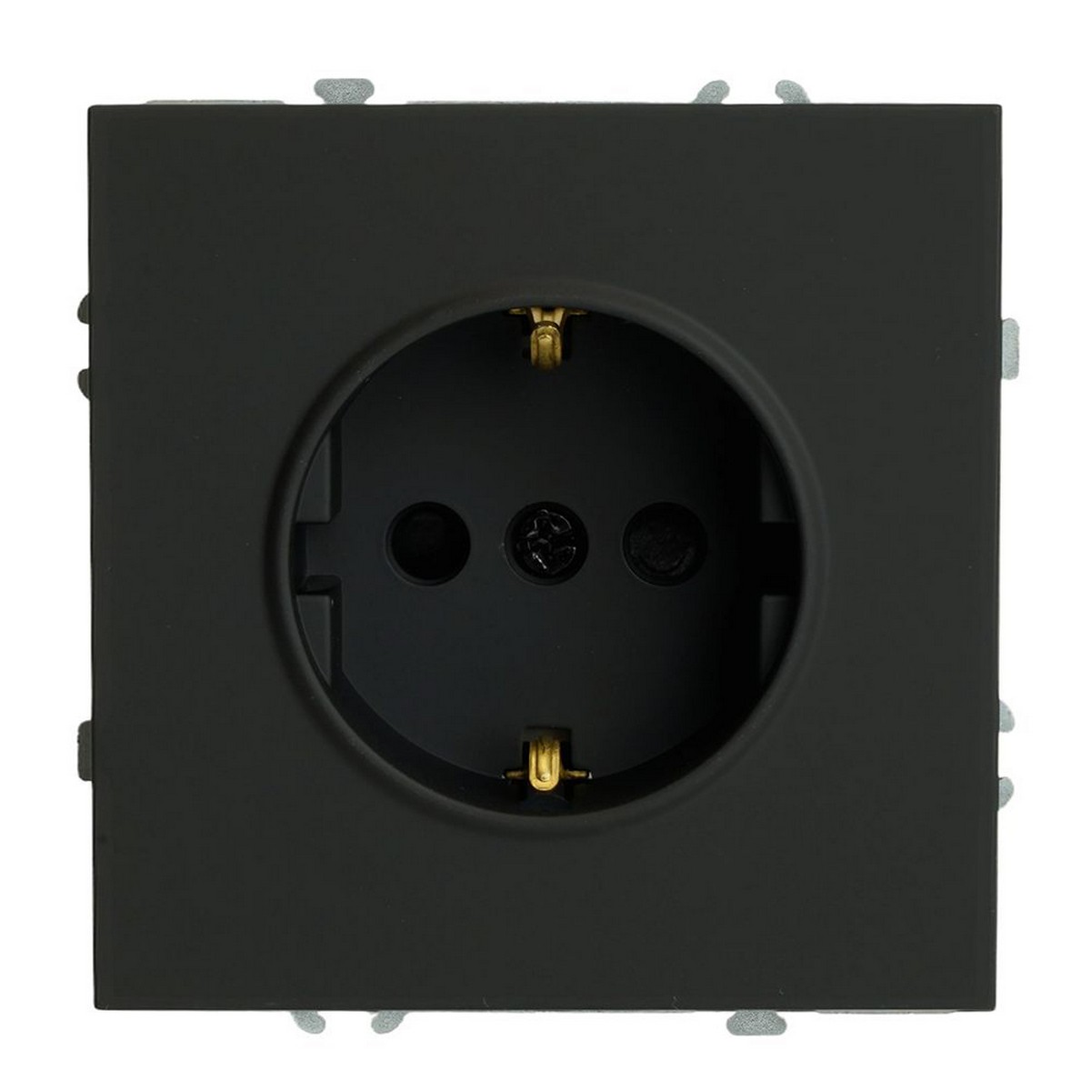 Эмили - Розетки и выключатели Stekker Розетка 1-местная с з/ш с/з самозажимной STEKKER Эмили RST16-5110-05ZK черный уголь soft touch 50251
