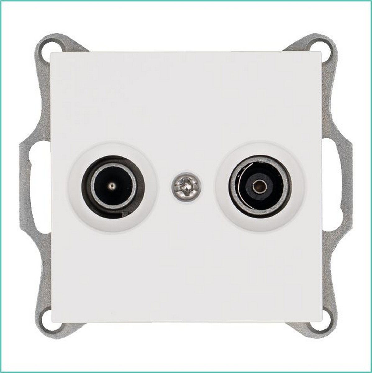 JASMART G - розетки и выключатели Розетка JASMART TV+FM проходная Белый глянцевый G6205W