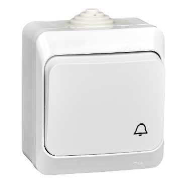 Этюд Белый Кнопка нажимная Systeme Electric Этюд наружный Белый IP44 KA10-041B