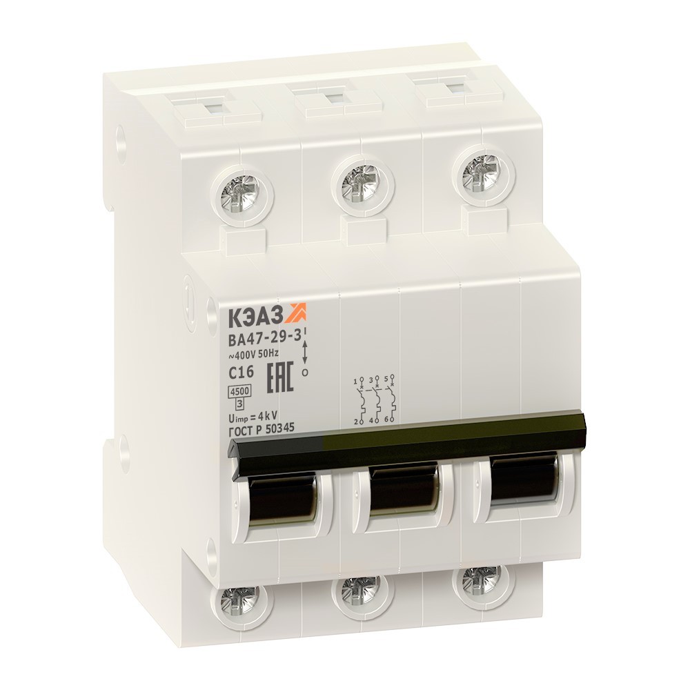 КЭАЗ Автоматический выключатель КЭАЗ ВА47-29 3P 40A D 4,5кА AC(ВА47-29-3D40-УХЛ3) 253132