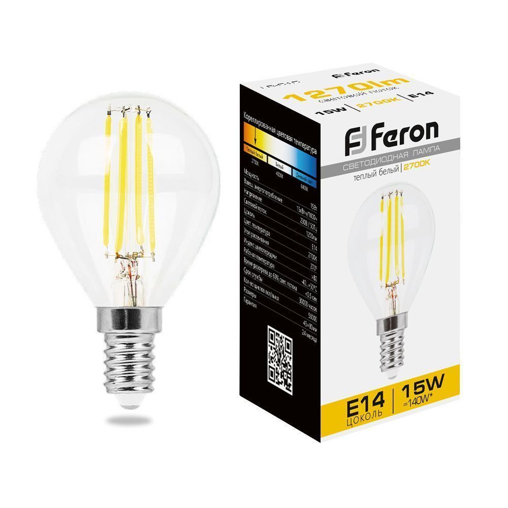 E14 Лампа светодиодная Feron LB-515 Шарик E14 15W 2700K 38249 