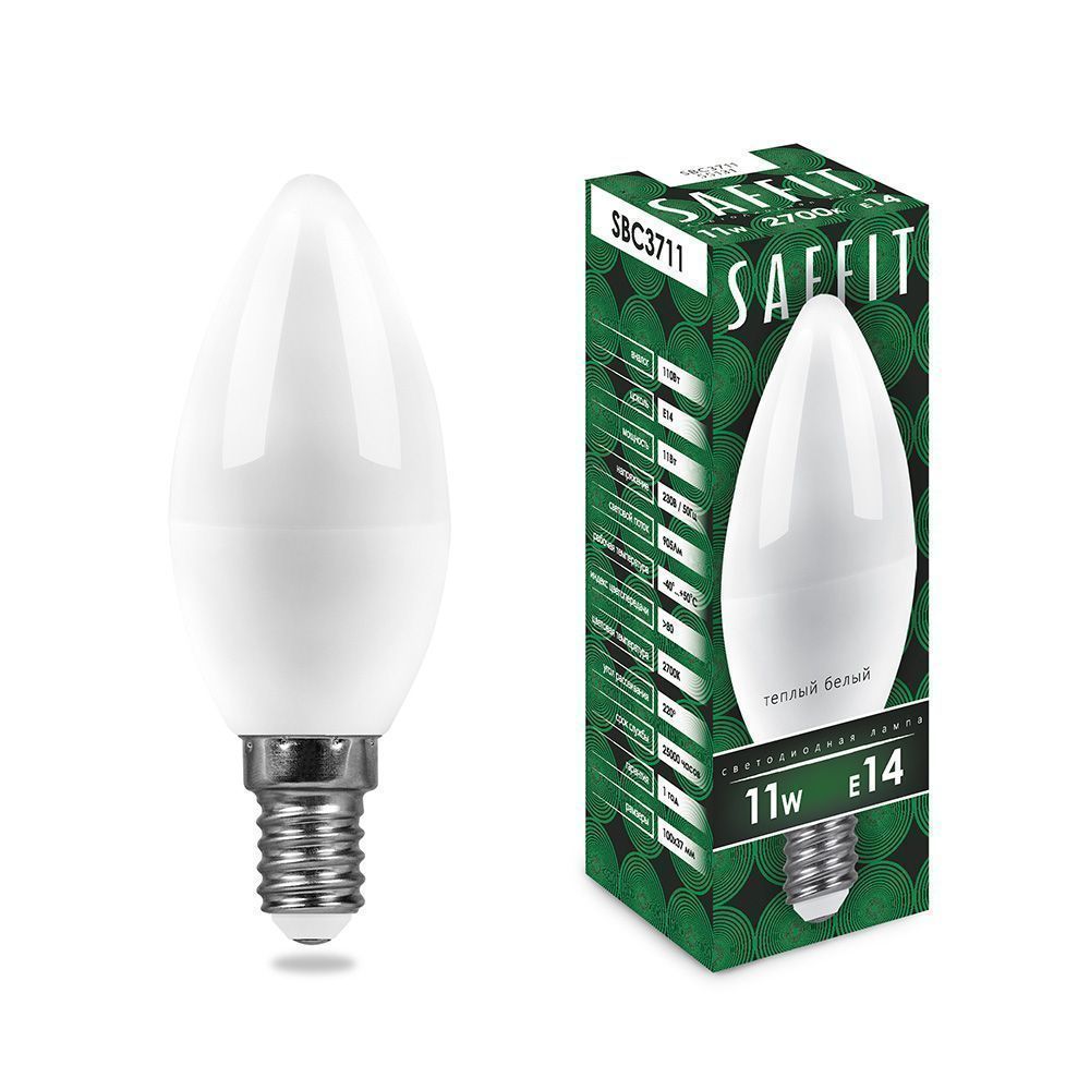 E14 Лампа светодиодная SAFFIT SBC3711 Свеча E14 11W 2700K 55131 