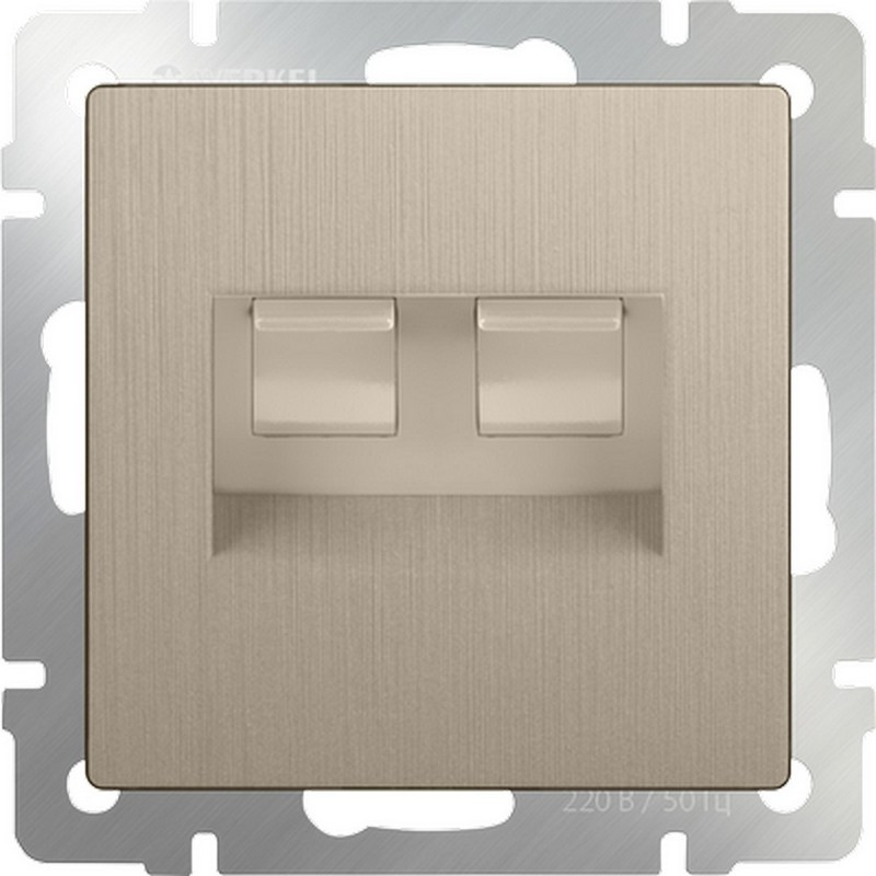 Werkel Шампань рифленный механизмы Розетка телефонная Werkel RJ-11 и Еthernet RJ-45 (шампань рифленый) WL10-RJ11-45