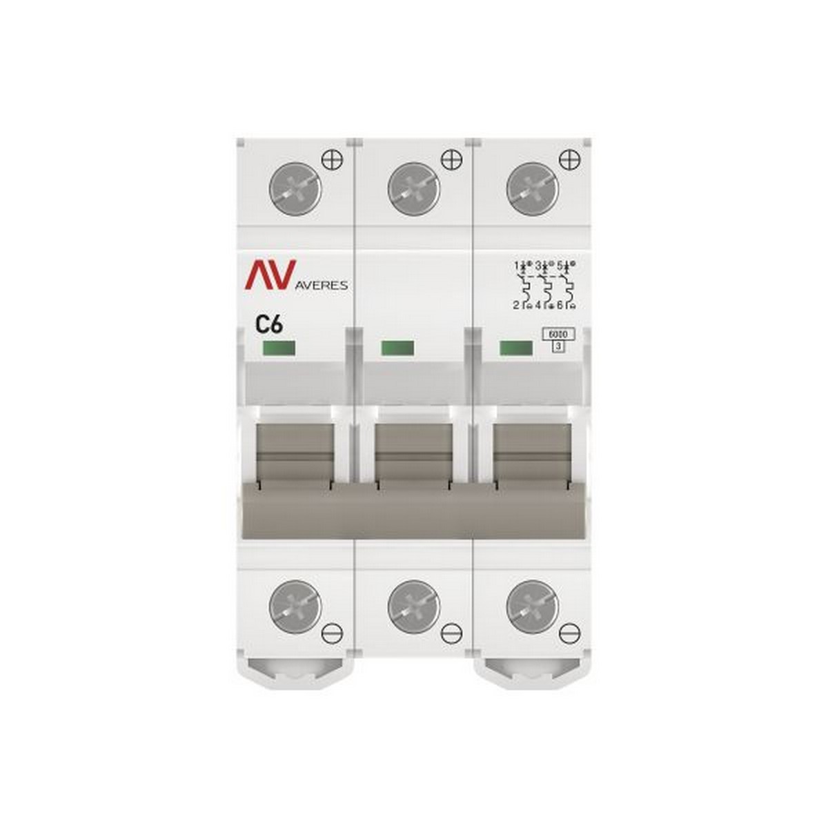 3 полюсные (трехполюсные) Автоматический выключатель EKF AVERES AV-6 DC 3P 6A (C) 6kA mcb6-DC-3-06C-av 