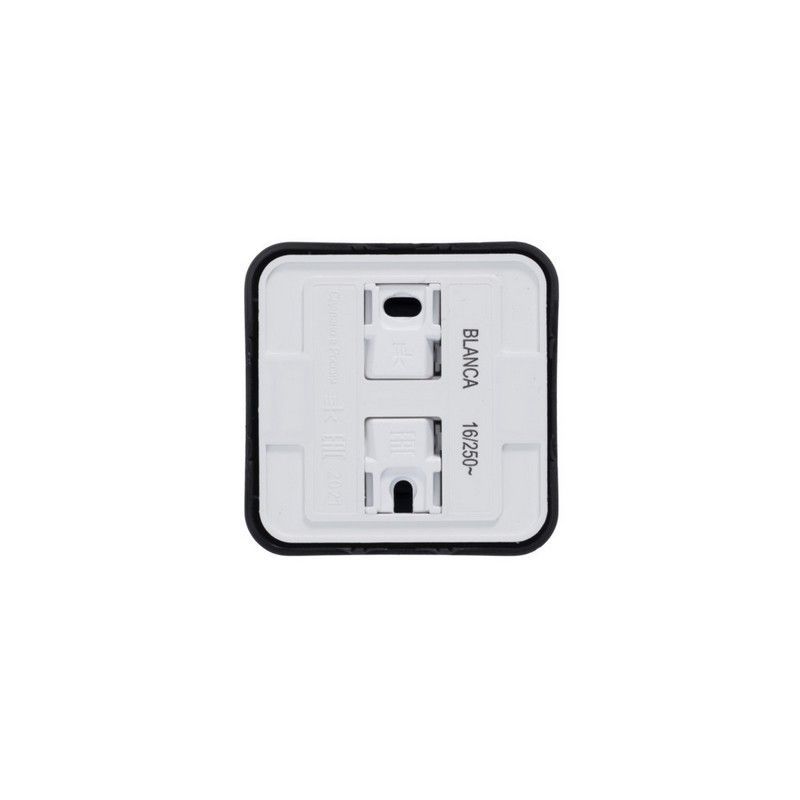 Blanca антрацит розетки и выключатели Розетка SE Blanca б/з Антрацит наружный без шторок изолир. пластина BLNRA000116