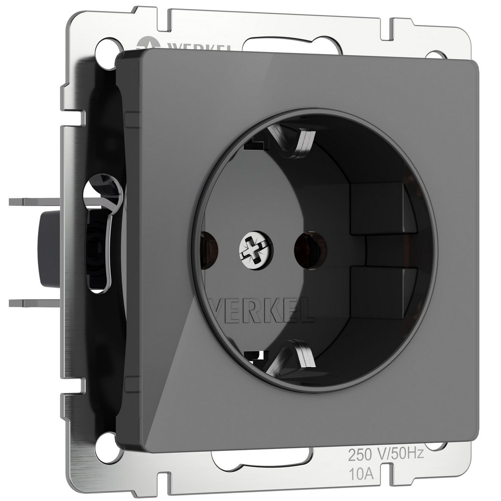 Werkel Графит акрил Розетка Werkel с заземлением и шторками (графит акрил) W11711440