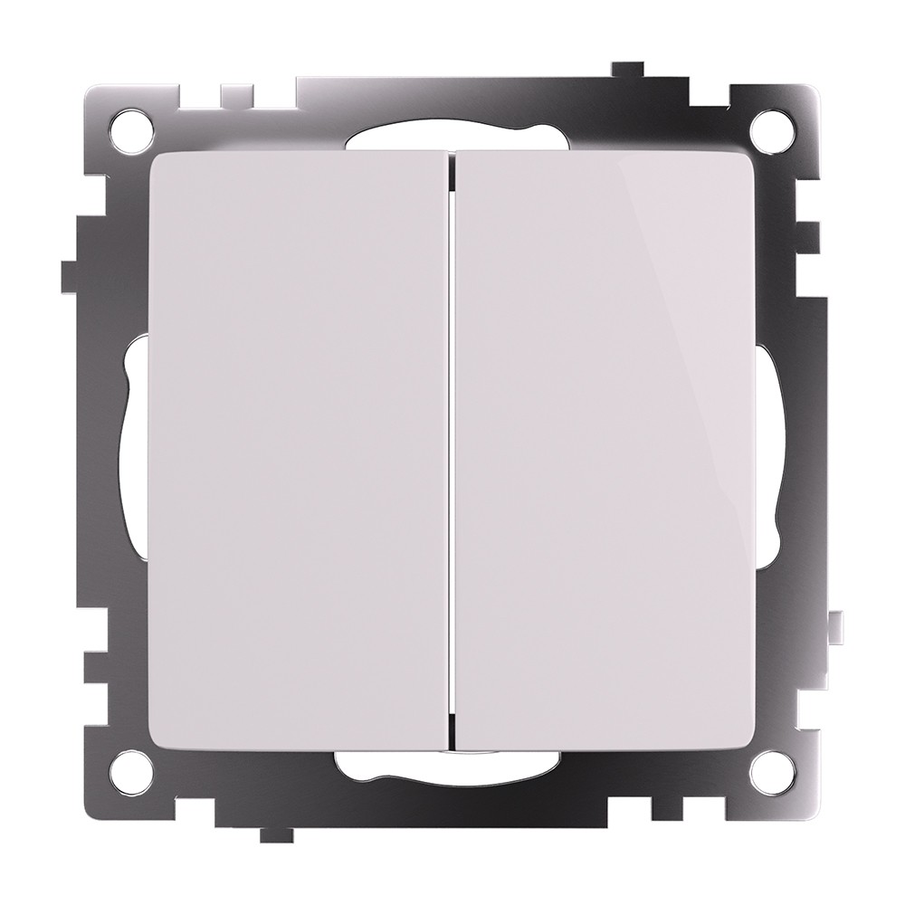 Катрин - Розетки и выключатели Stekker Переключатель 2-клавишный (механизм) STEKKER GLS10-7107-01 250V 10А Катрин белый 49166