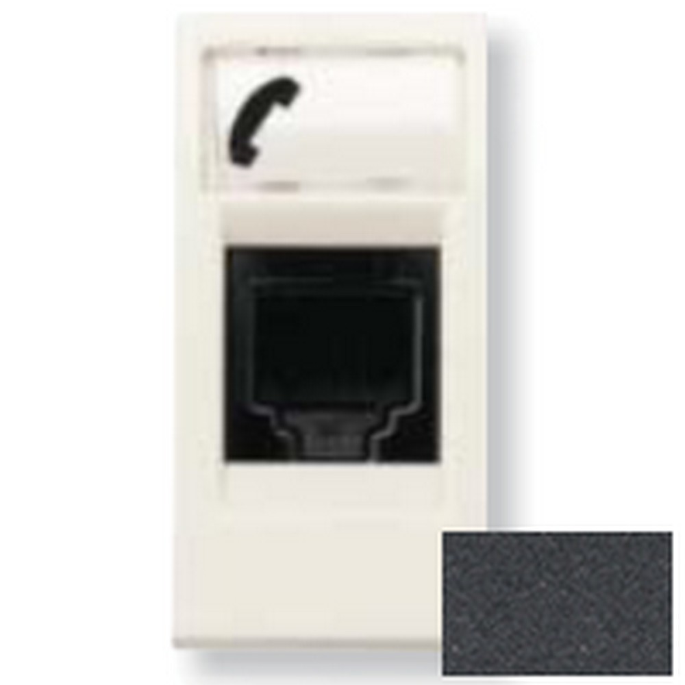 Механизмы ABB Zenit Антрацит Розетка телефонная ABB Zenit Антрацит на 6 контактов, RJ12, 1 мод 2CLA211760N1801