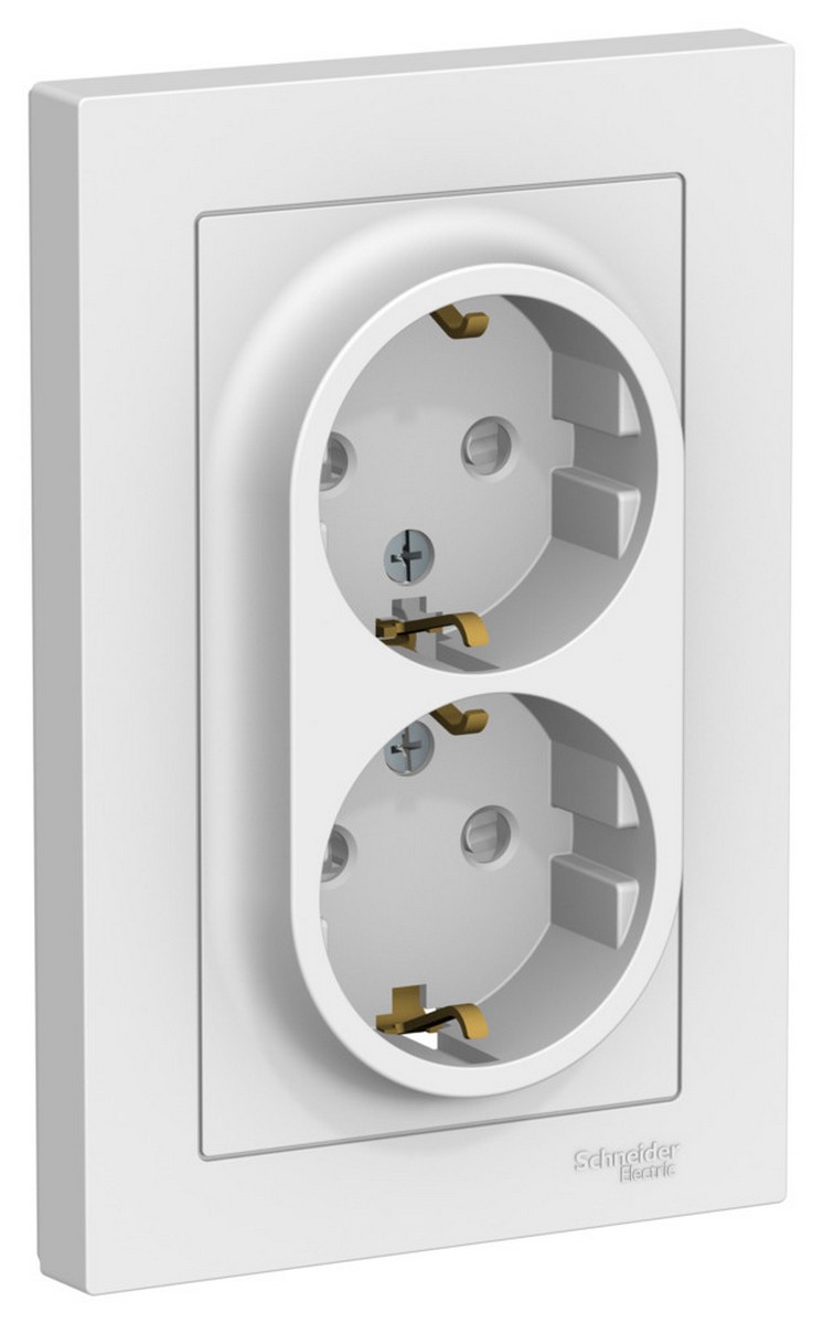 AtlasDesign Лотос Розетка Systeme Electric AtlasDesign Лотос двойная с/з со 16А, в сборе ATN001326