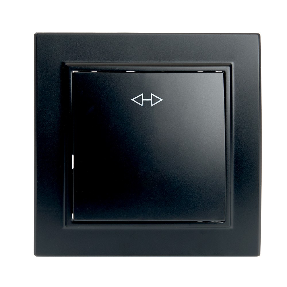 Эрна - Розетки и выключатели Stekker Переключатель перекрестный 1-клавишный STEKKER PSW10-9009-03 10А Эрна черный с рамкой 39927