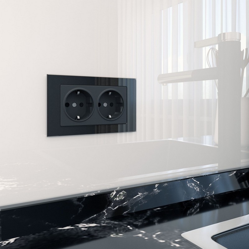 Werkel Черный матовый механизмы Розетка Werkel двойная с заземлением (черный матовый) W1172008