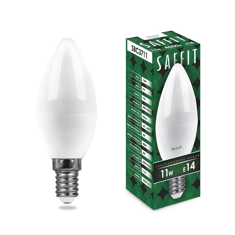 E14 Лампа светодиодная SAFFIT SBC3711 Свеча E14 11W 4000K 55133 