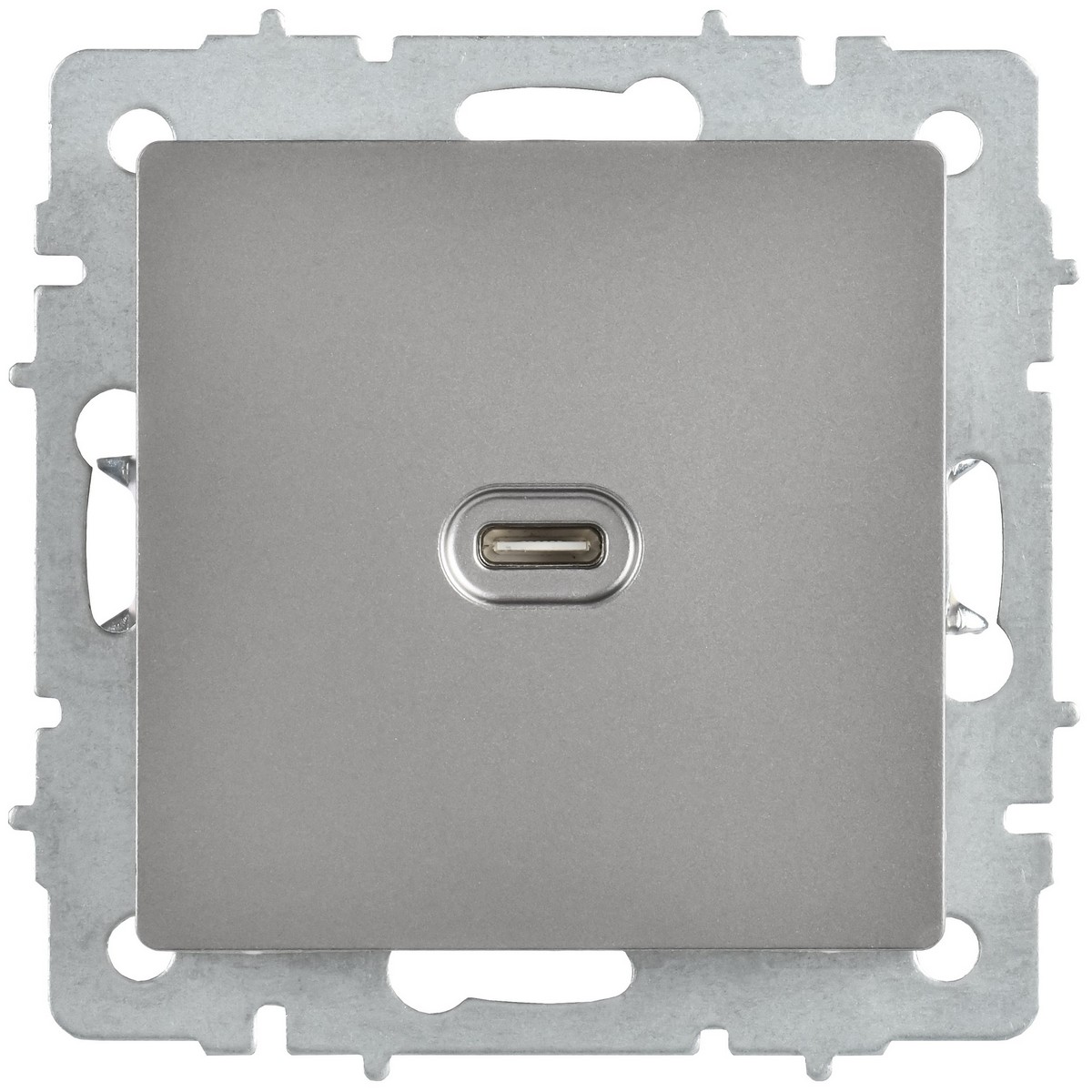 IEK Brite Сталь Розетка USB IEK BRITE C 65Вт высокоскор. зар. РЮ12-1-БрС сталь