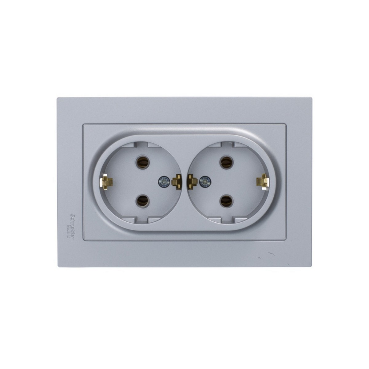 AtlasDesign Алюминий Розетка Systeme Electric AtlasDesign Алюминий с/з двойная, 16А, в сборе ATN000324