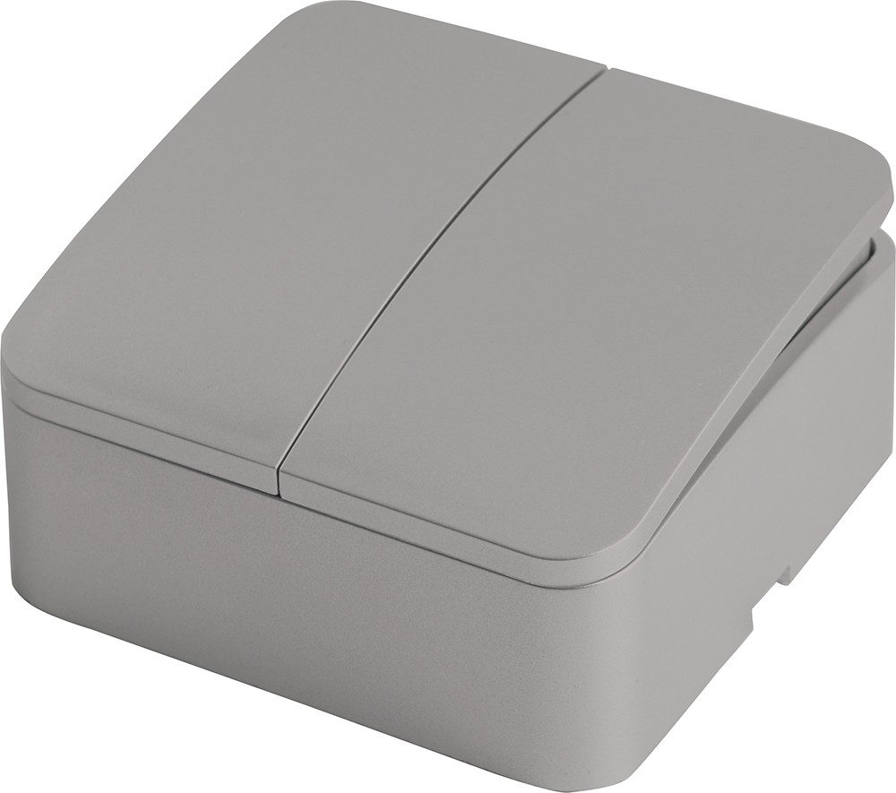 Накладные розетки и выключатели Stekker Выключатель 2-клавишный STEKKER София серебро MSW10-20-03 49297