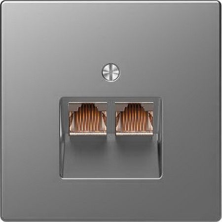 Merten D-Life Нержавеющая сталь Интернет розетка двойная RJ45 6e Merten D-Life нержавеющая сталь