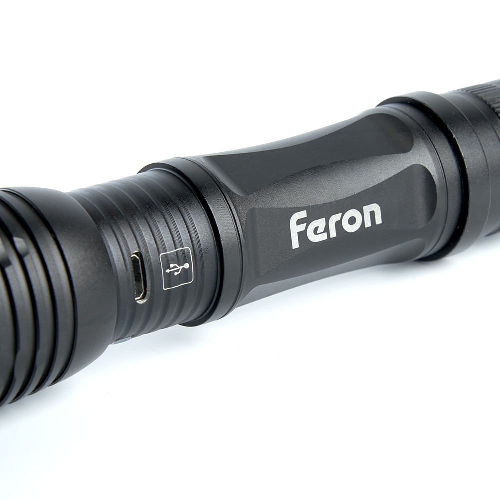 Фонарь ручной Feron TH2401 с аккумулятором USB ZOOM 41683 фото